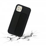 Wholesale iPhone 11 6.1 PU Leather Hand Grip Kickstand Case (Black)